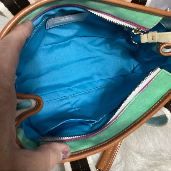 Coach Hamptons Watercolor Pastel Striped Satchel Tote Bag - Picture 9 of 11